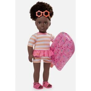 Our Generation Nadya 18" Doll with Swimsuit and Pink Pool Float Accessory NWT